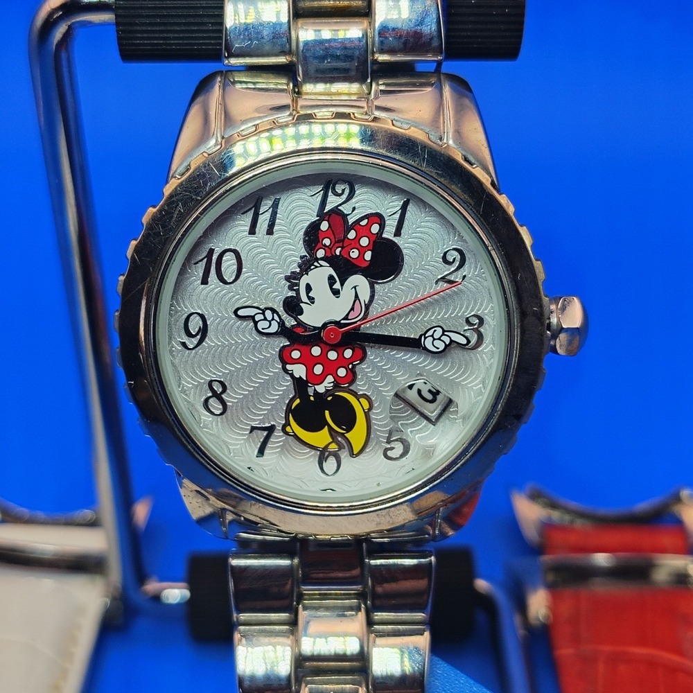 Vintage 1993‎ Disney Minnie Mouse 36mm Women's Quartz Watch Extra Leather Straps